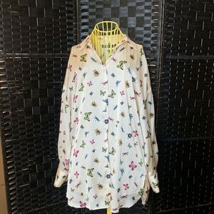 Zara White Blouse with Colorful Butterfly Print